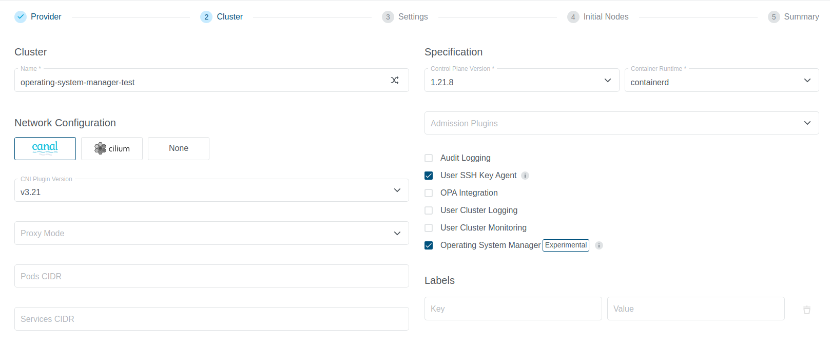 Enable OSM during cluster creation