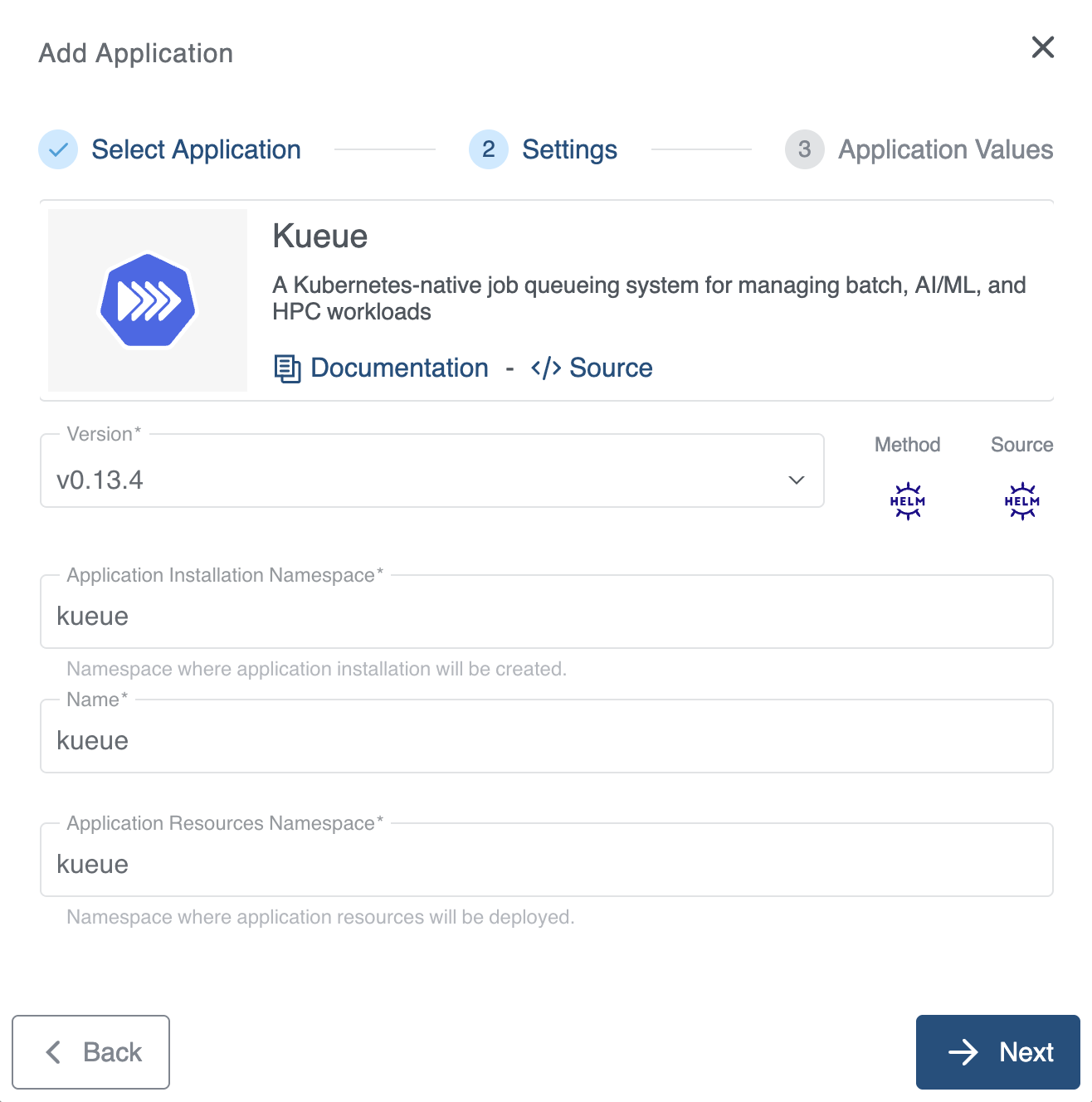 Settings for Kueue Application